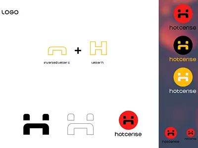 HotCerise Logo Concept black caffe circle coffee shop flat design red restaurant white yellow