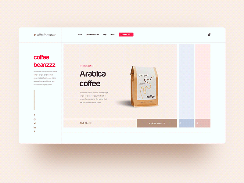 Meet Coffee Beans adobe xd animated design hero section ui ui ux ui design web web animation web animations web design webdesign website website design