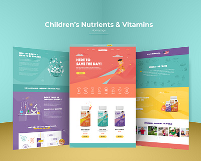 Children Nutrients & Vitamins Website animations children children vitamins childrens design health hero image homepage homepage design kids nurtrients packaging products superhero superheros vitamins