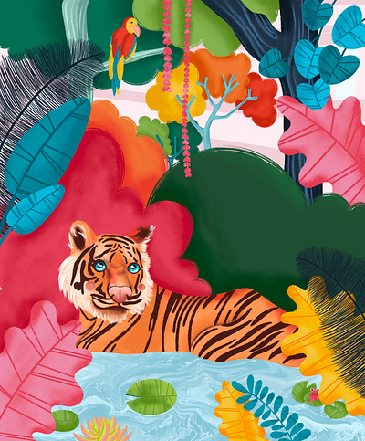 Tiger In Paradise character design childrens book childrens book illustration childrens illustration childrens illustrator digital art digital illustration digital illustrations digital illustrator digitalart illustration picture books picturebook