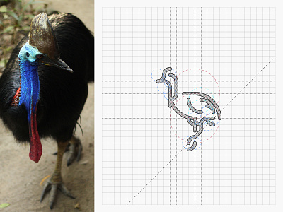 CASSOWARY / "30 Days with Animals" 🐦 animal bird brand branding cassowary design designer grid icon identity logo logodesign logodesigner mark symbol