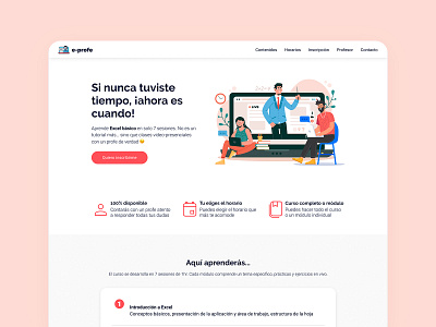 E-profe.cl design elearning elearning courses figmadesign onepage ui design