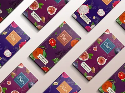 Filon - Healthy chocolate brand chocolate chocolate packaging digital illustration digitalart flavors fruits graphic design illustraion logo packagedesign packaging