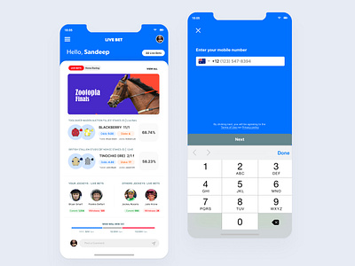 Live Bet - Horse Race and Sports betting mobile application #2 andorid app design interaction interactive design interface ios minimal ui ux