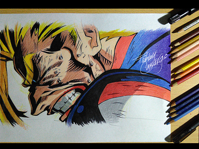 Toshinori Yagi - Drawing and process anime art colorful comic drawing epic fanart handmade hero my hero academia one for all plus ultra process shonen sketches superhero toshinori yagi