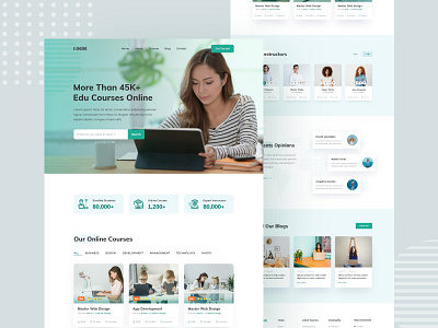 Online Learning Website Design adobe xd illustration landingpage logo online learning vector web