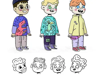 Boy character concept 2d asian blond boy brunette cartoon cartoon character cartoon illustration character characterdesign cute ginger illustration illustrator procreate white
