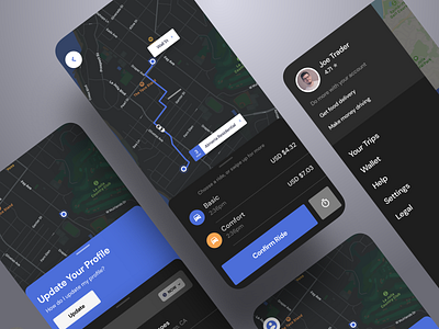 Dark Mode Uber App app dark dark app flutter interaction ios iphone lift mobile night on demand on demand app product design ride ride sharing saas smart uber ui ux