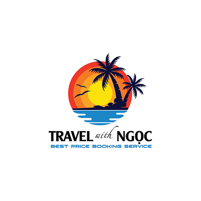 Travel with Ngoc logo by Brandall Agency booking brandall coconut coconut tree island logo logo design sea service sunset tourism travel travel agency traveling travelling