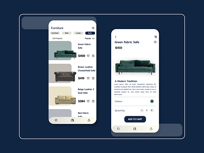 Furniture Shopping App app blue cart design figma figmadesign furniture furniture app furniture store grey mobile app shopping shopping app shopping cart sofa ui ui ux ui design uidesign uiux