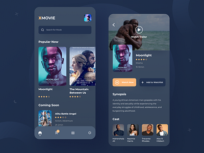 Movie App cinema app clean darkmode films ios mobile movie movie app movies simple ticket app ticket booking ticket booking app ticket design trailer app ui uidesign uiux ux watch