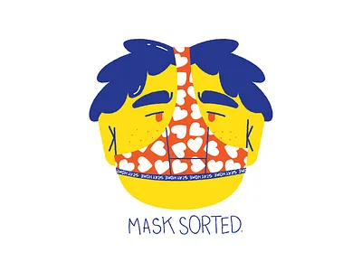 Mask sorted 2d illustration adobe illustrator character character design covid flat lockdown vector yellow