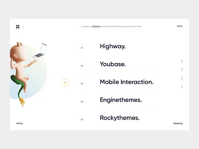 Writing Page 3d animation blog dragon minimal personal portfolio transition write