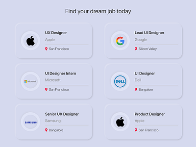 DailyUI050 - Job Listing adobe adobexd daily ui dailyui dailyui050 dailyuichallenge design designer designers job listing jobs neumorphic neumorphic design neumorphism uidesign uidesigner