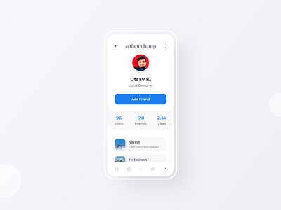 Day 04 | Profile 10ddc app appui clean ui creative day04 design dribbble ios app minimalist mobile app mobile ui modern profile trendy ui uidesign uidesignchallenge uiuxdesign ux