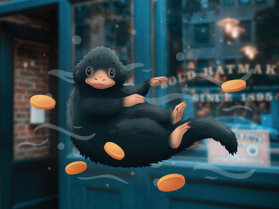 Niffler character fantastic beasts illustration procreate