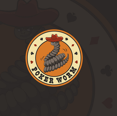 Poker Worm Logo art branding cowboy creative identity illustration logo logo design poker texas vector website worm