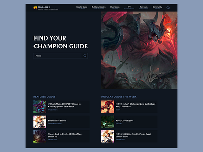 Mobafire Redesign clean dark theme dark ui gaming league of legends minimal redesign ui ux web design website