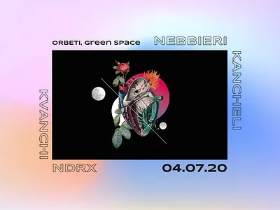 Orbeti, Green Space 2020 dribbble electronic festival festival poster georgia gradient green space heart july kancheli kvanchi music ndrx nebbieri orbeti poster poster design techno unicorn