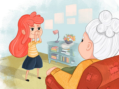 Granny, Look! art child children book children book illustration digital art girl granny illustration