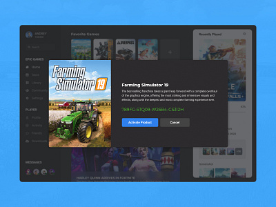 Concept Epic Games | Activation Games #16 activate app apple application banner choice concept desktop epic games farming games key launcher library player product simulator store ui ux