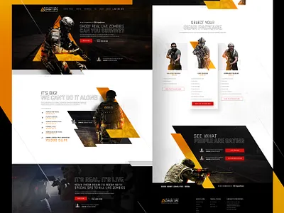 Adventure Combat Ops | Website Design and Image Manipulation action adrenaline adventure apocalypse awesome design commando creative design dark ui inspiration las vegas theme park ui ux web design website concept website design zombies