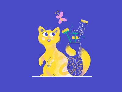 Cats & Flowers animal butterfly cats character characterdesign clourpalettechalenge colour colourpalette demet kural digitalart drawing drawing challenge flowers illustration illustrator vase