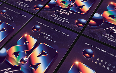 80`s Night Retro Flashback Party Flyer 80`s 80s awesome eighties flyer future futuresynth invite music neon new outrun party retro retrowave synth synthwave wave