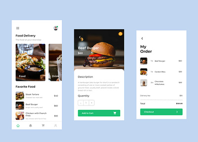 Restaurant App app clean flat food mobile mobile app restaurant ui uiux