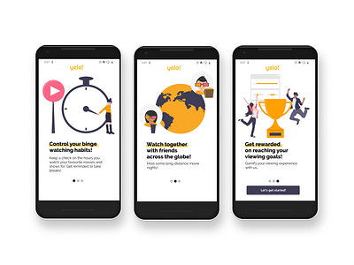 Video Streaming Application app design binge design gamification habit tracker onboarding screens onboarding ui rewards timer ui design uiux video calling video streaming
