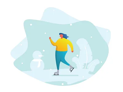 Ice Skate Flat Illustration colorfull flat ice illustration simple skate winter