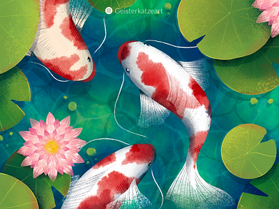 Koi pond fish japan japanese koi procreate