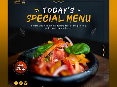 Social Media Post Template animation cmyk flyer design design food ads illustration logo minimal ofset printing ofset printing flyer design vector