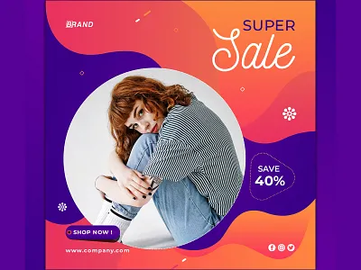 Super Sale Social Media Post Template branding cmyk flyer design design icon illustration logo ofset printing flyer design sale sale offer san francisco typography