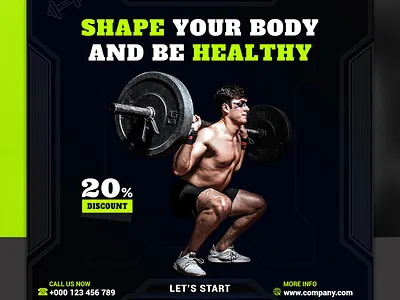 Fitness and Gym Social Media Banner Design Template animation branding cmyk flyer design design fitness graphic gym minimal ofset printing ofset printing flyer design vector
