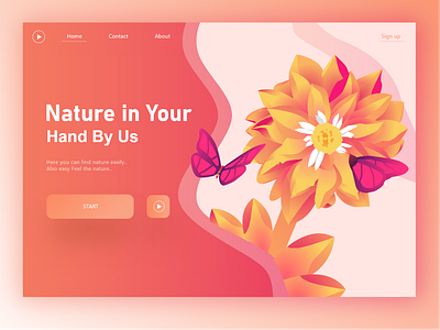 Nature In hand. Home page. 3d animated animation app art branding design digital digital illustration flat home screen homepage illustration illustrator logo ui vector web design website website design