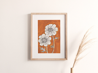 Orange Flower Painting botanical illustration botanical painting flower illustration flower painting white space white space art