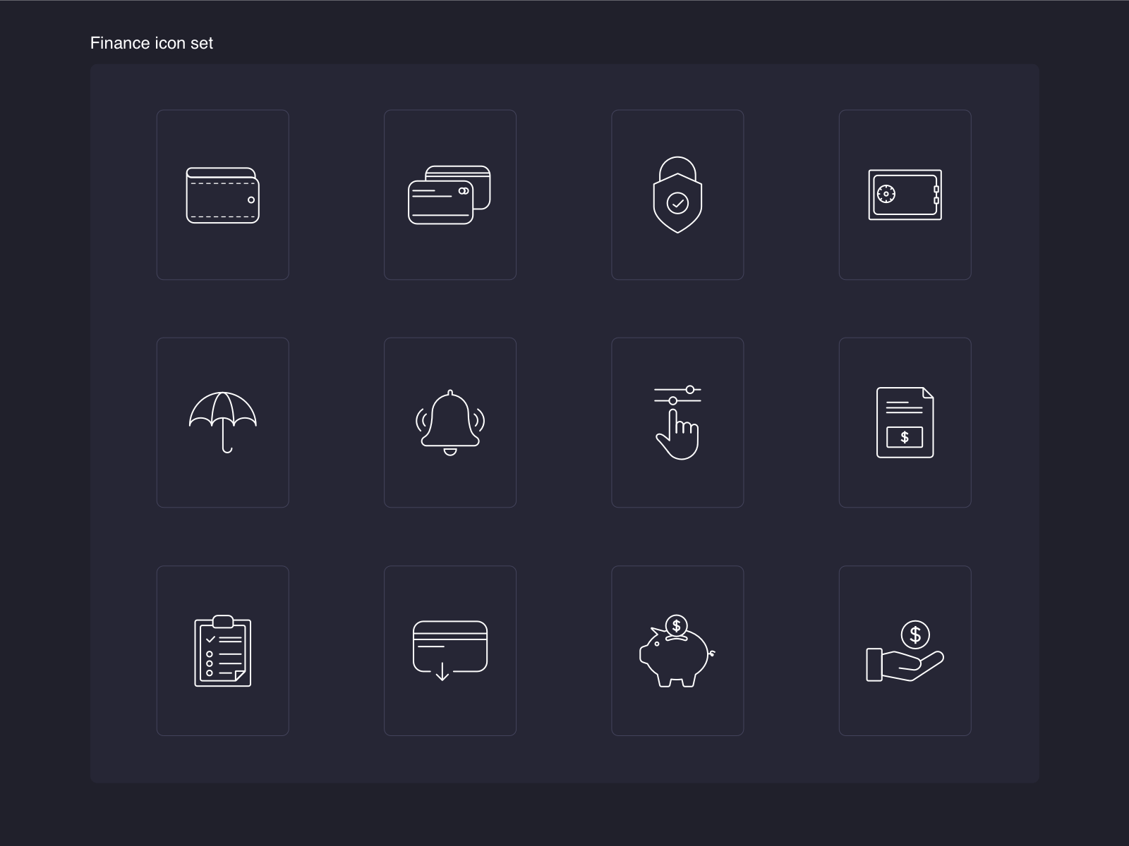 Fintech icons animation dark design finance fintech flat icons gif iconography icons iconset line icons