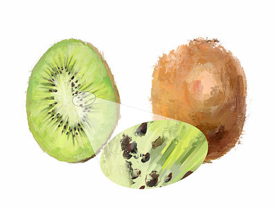 high detailed Acrylic hand paint of Kiwi fruit acrylic digital painting fruit hand drawn kiwi paint