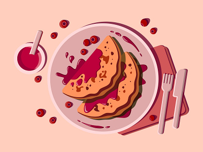 Breakfast art flat illustration minimal ui vector