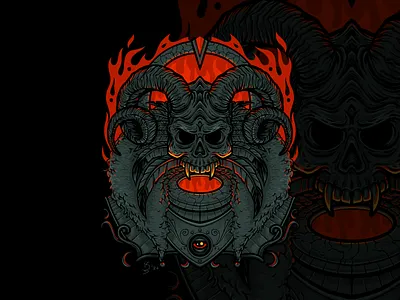 Demon Skull Devil Inside Me apple ipad apple pencil devil devil inside digital art drawing long horn procreate skull tattoo tshirt design