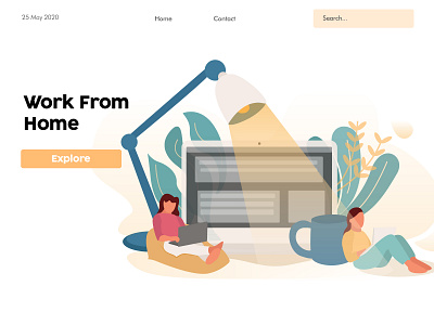 Work from home, Vector Illustration app art design flat icon illustration illustrator ui ux vector