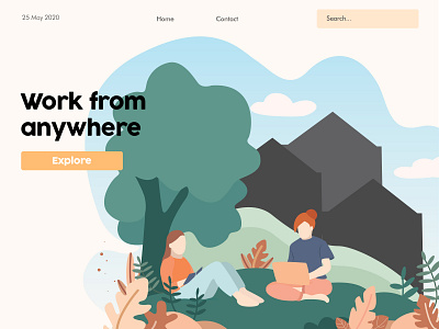 Work from Anywhere, Website Illustration art flat illustration illustrator minimal ui ux vector web website