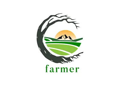 Farmer Logo with Farming farm Logo design agriculture agro company branding design farm farmer farming logo vector