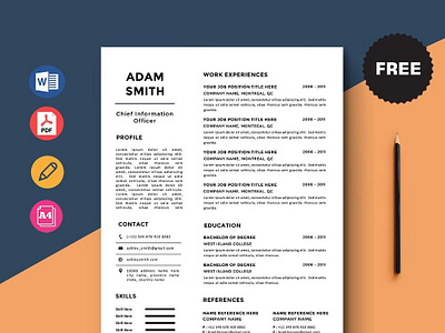 Free Chief information officer CIO Resume Template curriculum vitae cv cv template free cv free cv template free resume template freebie freebies resume