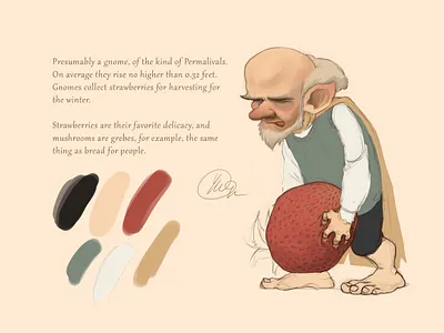Book illustration in progress Gnome 2d art fairy tale fantasy gnome illustration sketch