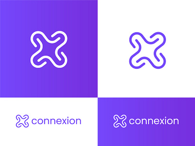 Connexion logo clean logo connect connection logo graphicdesign line logo logo logo design logo designer logo mark purpule x letter x logo xd design