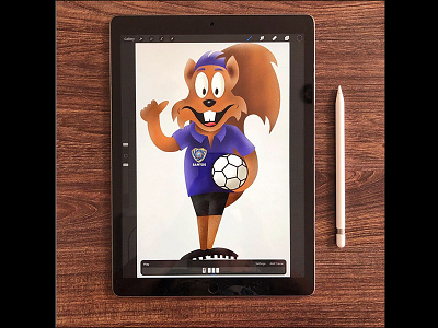 Mascot on ipad cartoon illustration mascot logo procrete