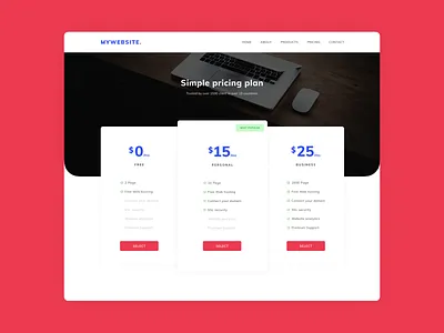 Pricing page clean cost design desktop landing landing page money page price pricing pricing page ui web