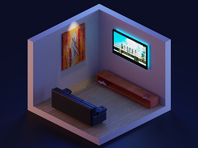 Isometric room blender 3d blender blender 3d blender3d blendercycles isometric isometric illustration polygon runaway room sofa tv wall wallpaper